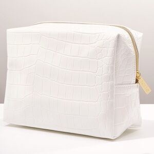 Tarte, Go Getter White Faux Croc Makeup Bag